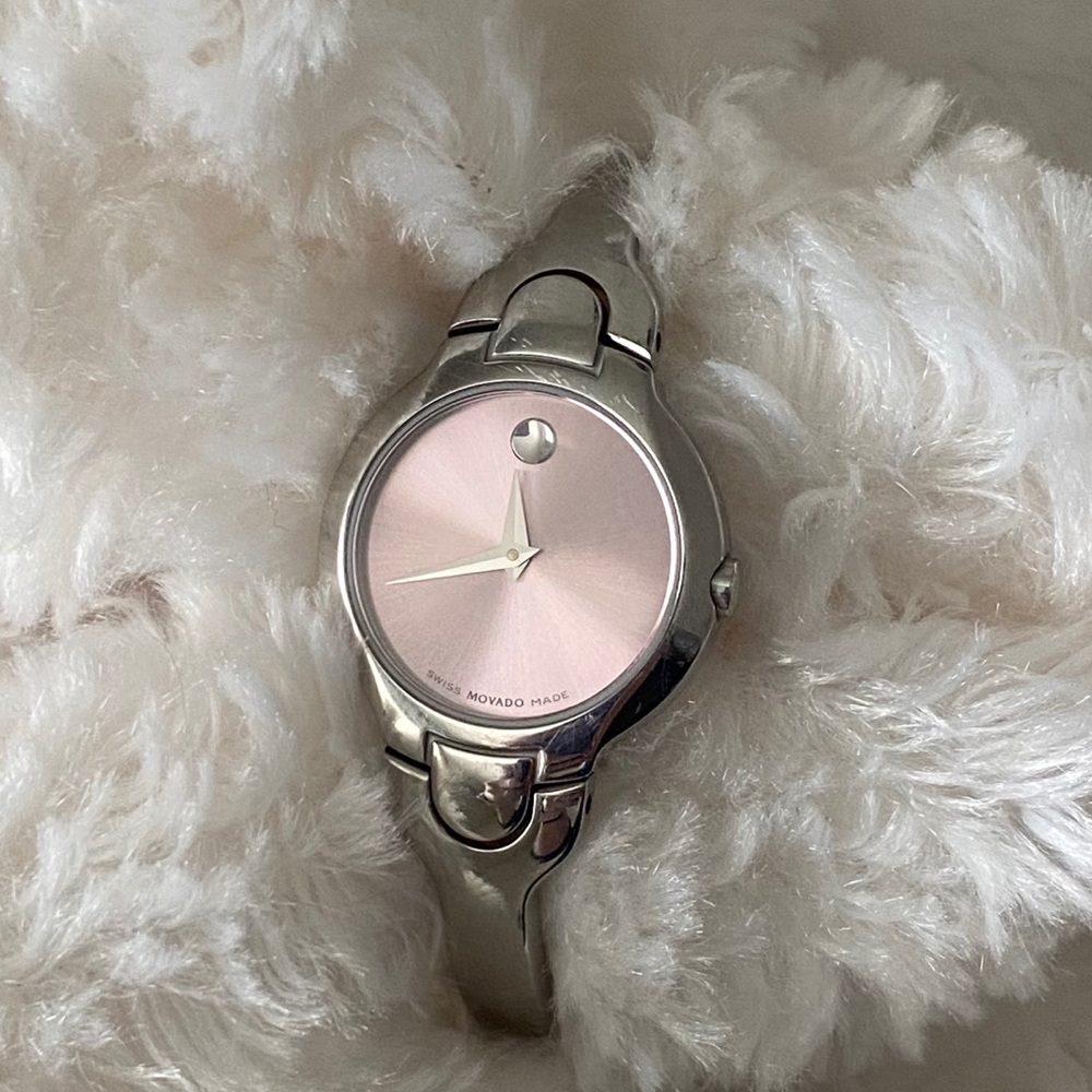 Movado Ladies' Stainless Steel Bangle Watch with Pink Dial